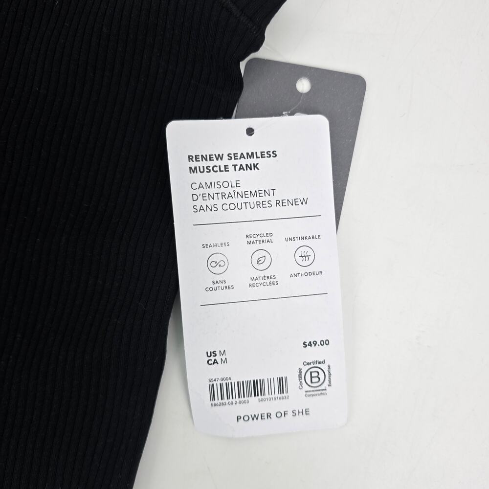 Athleta Renew Seamless Muscle Tank Black Ribbed Crop M NWT Minimalist Athleisure - Picture 4 of 6